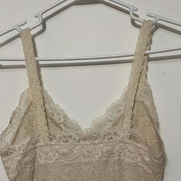 Abercrombie & Fitch lace trim tank top size medium cream oatmeal Y2K cotton - Picture 6 of 9